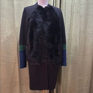 Preen by Thornton Bregazzi Black/blue/Green Teddy coat, S